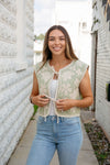 Staci Floral Tie Front Vest Sage