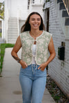 Staci Floral Tie Front Vest Sage