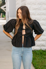 Premium Love Tie Front Blouse