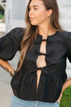 Premium Love Tie Front Blouse