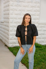 Premium Love Tie Front Blouse